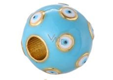 Niebieskie oko emaliowane koralik, zawieszka na bransoletkę 10 mm 1 sztuka