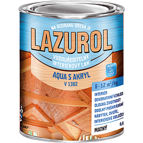 Lazurol Aqua S Akryl mat lak na dřevo V1302, 0,6 kg