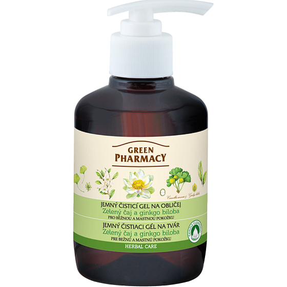 Green Pharmacy Zelený čaj a Ginkgo biloba jemný čisticí gel na obličej 270 ml