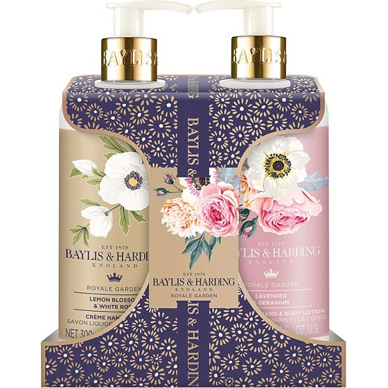 Baylis & Harding Královská zahrada tekuté mýdlo na ruce 300 ml + mléko na ruce a tělo 300 ml, kosmetická sada
