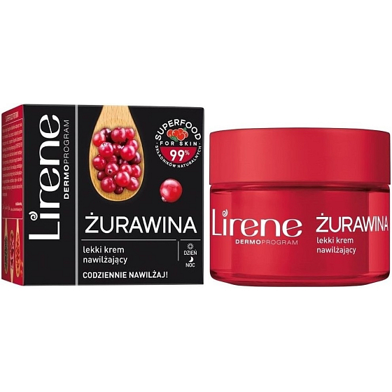 Lirene Dermo Program Superfood Żurawka ze 100% wody żurawinowej lekki nawilżający krem dzienny i nocny 50 ml
