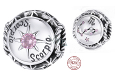Zawieszka ze srebra próby 925 Znak zodiaku, cyrkonia sześcienny, koralik do bransoletki