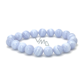 Bransoletka z chalcedonu elastyczna, kamień naturalny, kuleczka 10 mm / 16 - 17 cm, jakość AA, kamień miłości, radości