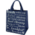 Niteola torba materiałowa na zakupy, 34 × 36 × 22 cm, niebieska z napisami