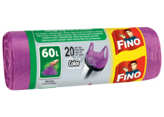Fino Color Worki do kosza na śmieci z uchwytami fioletowy, 13 µm, 60 litrów, 59 x 72 cm, 20 sztuk