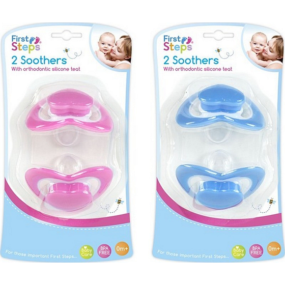 First Steps Bpa Free Ortodontické silikonové šidítko ve tvaru srdíčka 2 kusy