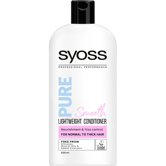 Syoss Pure Smooth výživa a uhlazení vln, lehký balzám pro normální až hrubé vlasy 500 ml