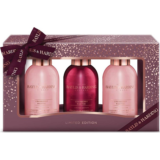 Baylis & Harding Brusinkové Martini sprchový gel 100 ml + tělové mléko 100 ml + sprchový krém 100 ml, kosmetická sada
