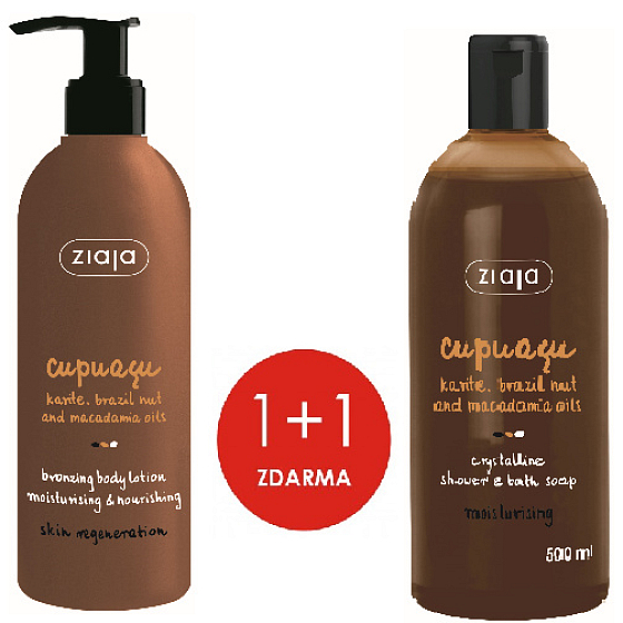 Ziaja Cupuacu bronzující tělové mléko 300 ml + krystalické mýdlo do sprchy a vany 500 ml, duopack