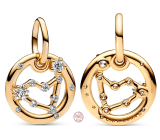 Charm Srebrny 925 Pozłacany znak zodiaku Koziorożec, wisiorek na bransoletkę
