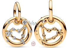Charm Srebrny 925 Pozłacany znak zodiaku Koziorożec, wisiorek na bransoletkę