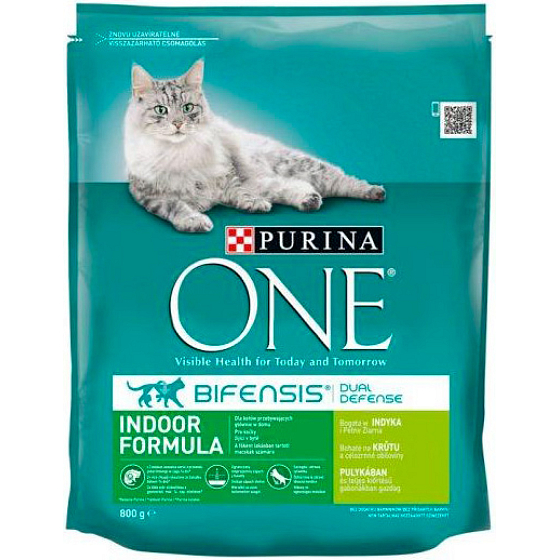 Purina One Indoor granule dla kotów z indykiem i pełnoziarnistymi zbóżami, 800 g