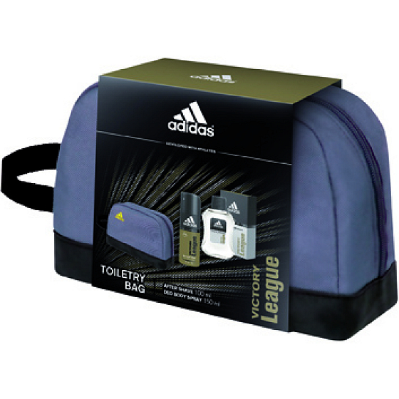 Adidas Victory League voda po holení 100 ml + deodorant sprej pro muže 150 ml + toaletní taška, kosmetická sada