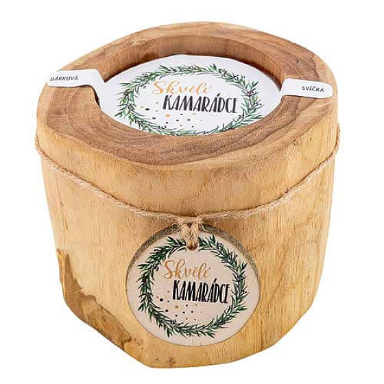 Bohemia Gifts Vonná svíčka v teakovém dřevě Skvělé kamarádce 11 cm