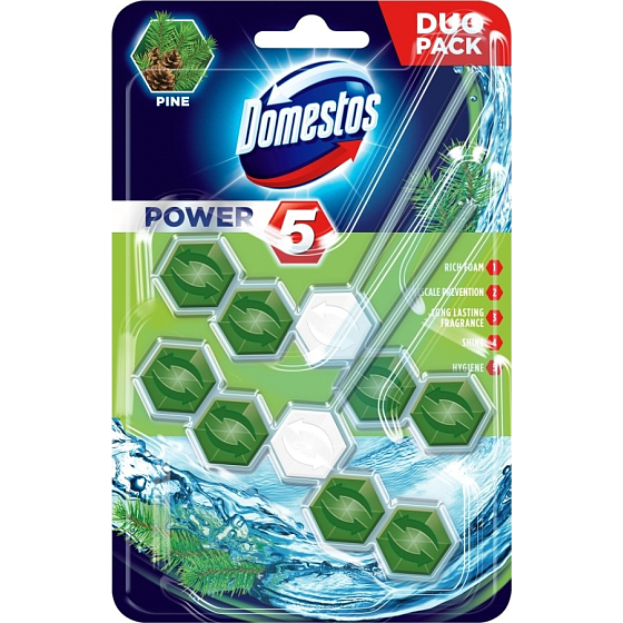 Domestos Power 5 Pine Wc tuhý blok 2 x 55 g