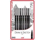 Uni Pin Draw & Sketch Kaligrafia Zestaw kreślarskich linerów ze specjalnym tuszem 0,05/0,1/0,3/0,5/0,8/1,0/1,2/sztywny czarny 8 sztuk