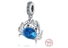 Charm Srebrny 925 Krab niebieski z Murano szkła, zawieszka na bransoletkę zwierzę