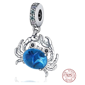 Charm Srebrny 925 Krab niebieski z Murano szkła, zawieszka na bransoletkę zwierzę Charm Srebrny 925 Krab niebieski z Murano szkła, zawieszka na bransoletkę zwierzę