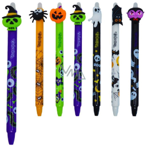 Colorino Gumowalne pióro Halloween fioletowa czaszka, niebieski wkład 0,5 mm