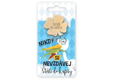 Niekupiony Kieszonkowy Obiekt Klucz Nikt się nie poddaje, szczęście do kieszeni 6 x 12 cm