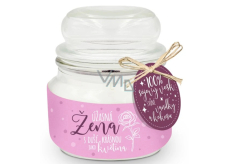 Niekupiona Żona z duszą piękną jak kwiat świeca zapachowa w szkle 10 x 9,5 cm