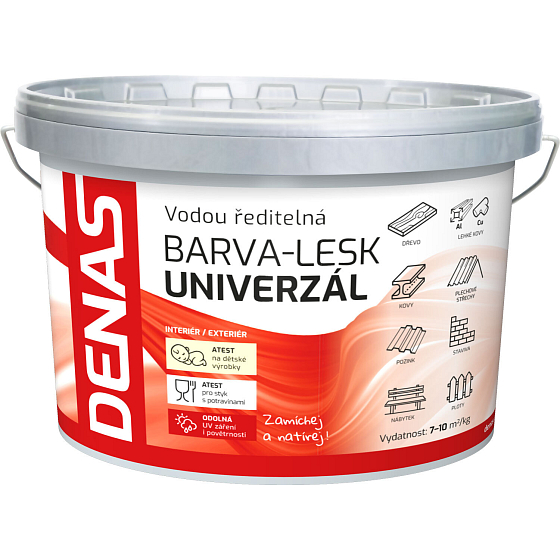 DENAS UNIWERSAL-POŁYSK farba wykończeniowa do drewna, metalu i betonu, 0100 biały, 5 kg