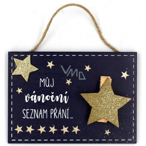 Nekupto Vánoční dřevěná dekorace cedulka Můj vánoční seznam přání 140 x 100 x 20 mm