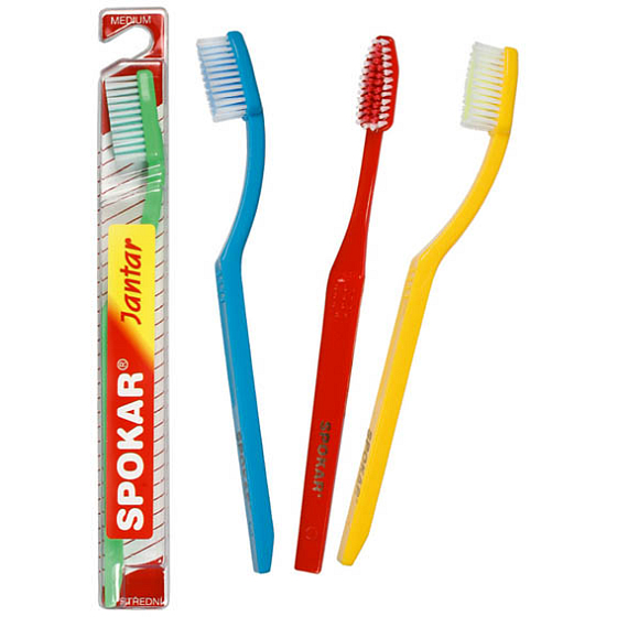 Spokar 3413 Jantar střední zubní kartáček rovný zástřih, zúžená hlava