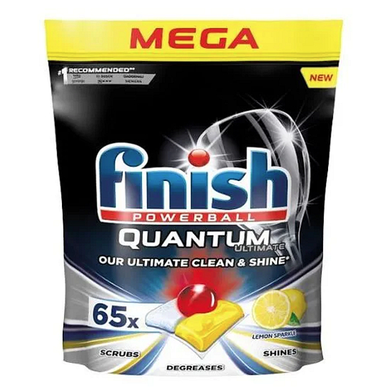 Finish Quantum Ultimate Lemon tablety do myčky, chrání nádobí a sklenice, přináší oslnivou čistotu, lesk 65 kusů