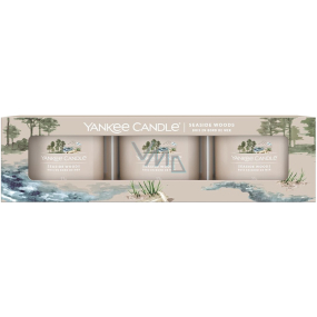 Yankee Candle Seaside Woods - Přímořské dřeva vonná svíčka votivní ve skle 3 x 37 g, dárková sada