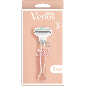 Gillette Venus Smooth Sensitive maszynka do golenia z 3 ostrzami + zapasowe głowice 2 sztuki dla kobiet