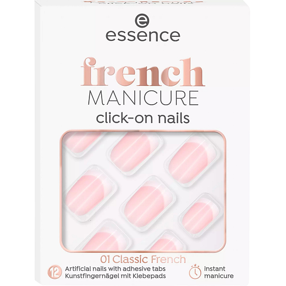 Essence French Click & Go sztuczne paznokcie 01 Classic French 12 sztuk