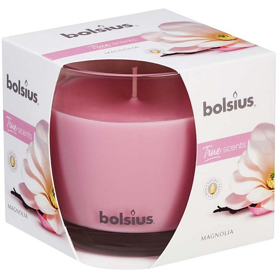 Bolsius True Scents Magnolia - Magnólie vonná svíčka ve skle 95 x 95 mm, doba hoření 43 hodin
