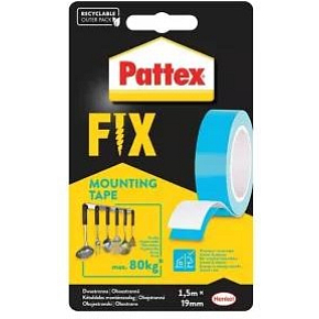 Pattex Fix taśma montażowa dwustronna ekstra mocna, nośność 80 kg, 1,5 m × 19 mm Pattex Fix taśma montażowa dwustronna ekstra mocna, nośność 80 kg, 1,5 m × 19 mm