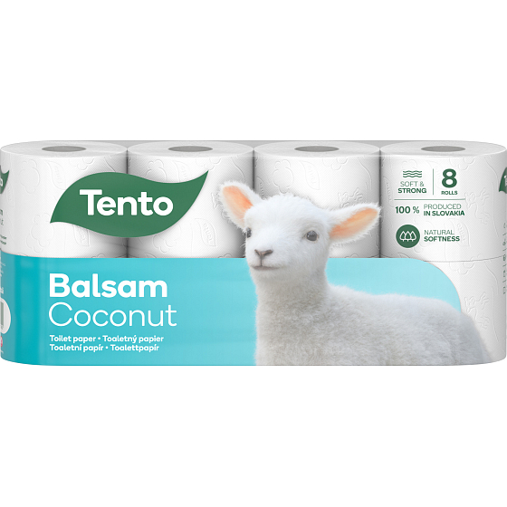 Tento Balsam Coconut 3vrstvý toaletní papír, 8 rolí, 18 m role