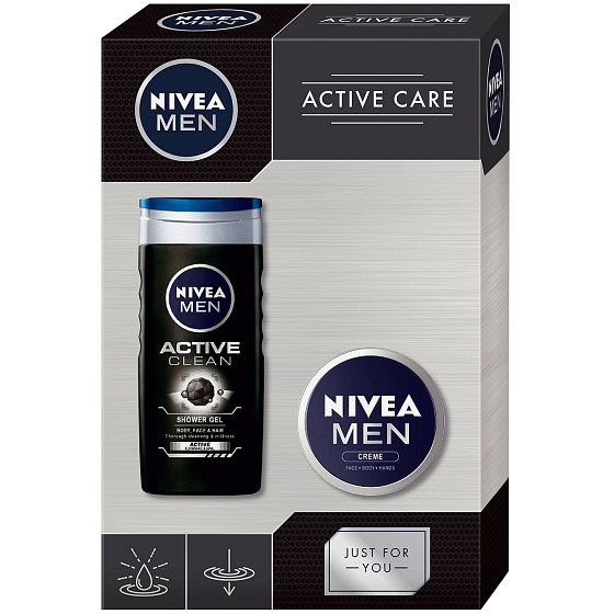 Nivea Men Active Care Active Care sprchový gel pro muže 250 ml + Men krém 75 ml, kosmetická sada