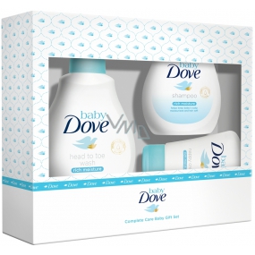 Dove Baby Rich Moisture mycí gel na tělo a vlasy pro děti 200 ml + tělové mléko 200 ml + krém na opruzeniny 45 g, kosmetická sada