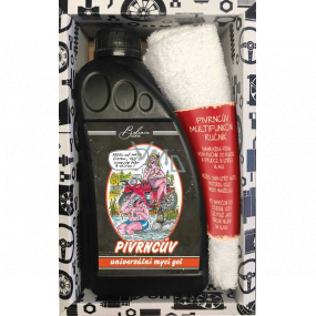 Bohemia Gifts Pivrnec univerzální mycí gel XXL 1000 ml + ručník 30 x 50 cm, kosmetická sada