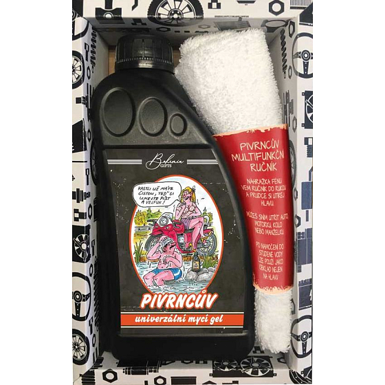 Bohemia Gifts Pivrnec univerzální mycí gel XXL 1000 ml + ručník 30 x 50 cm, kosmetická sada