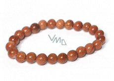 Bransoletka ze złota Goldstone elastyczna, koralik 8 mm / 16 - 17 cm, kamień ambicji