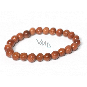 Bransoletka ze złota Goldstone elastyczna, koralik 8 mm / 16 - 17 cm, kamień ambicji