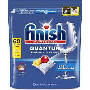 Finish Quantum All in 1 Lemon Sparkle tabletki do zmywarki, 60 sztuk