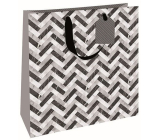 Niekupiony Papierowy Torebka 32,5 x 32,5 x 14 cm Męska Szaro-Czarna