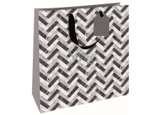 Niekupiony Papierowy Torebka 32,5 x 32,5 x 14 cm Męska Szaro-Czarna