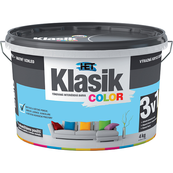 Het Klasik Color farba malarska, 0407 niebieski błękitny, 4 kg