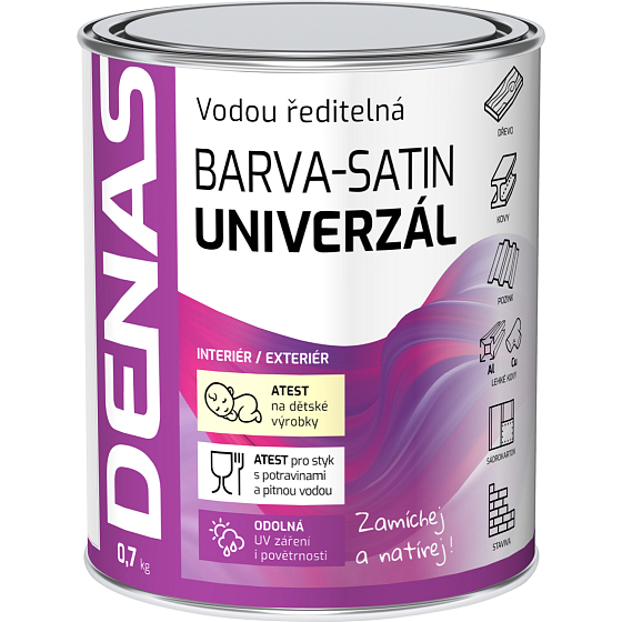 DENAS UNIVERZÁL-SATIN farba wykończeniowa do drewna, metalu i betonu, 0610 kremowy, 0,7 kg