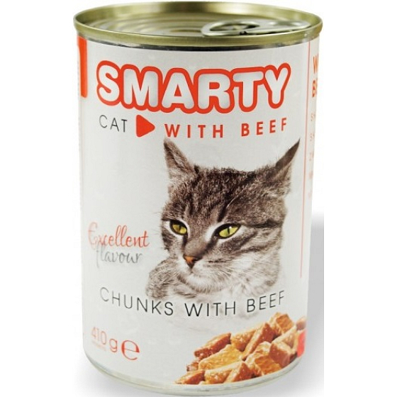 Smarty Chunks Cat s hovězím kompletní krmivo pro kočky 410 g