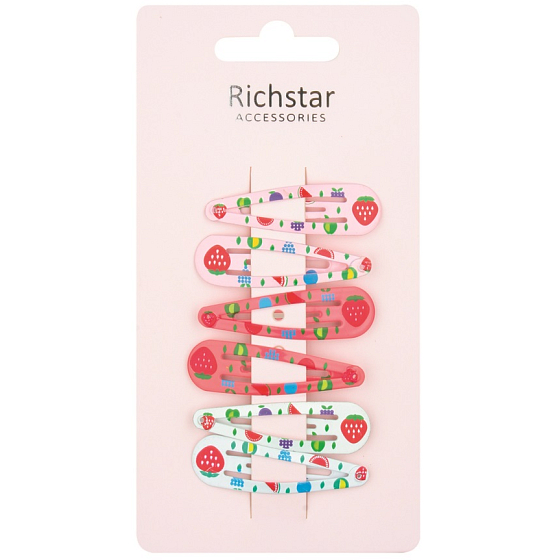 Richstar Accessories Spinki kolorowe z jagodą 5 cm 6 sztuk