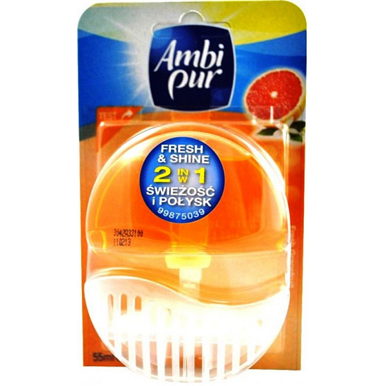 Ambi Pur Fresh & Shine 2v1 Fresh Grapefruit toaletní blok 55 ml