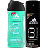 Adidas Ice Effect 3v1 sprchový gel na tělo, vlasy a tvář pro muže 250 ml + 3 Control antiperspirant deodorant sprej 150 ml, kosmetická sada